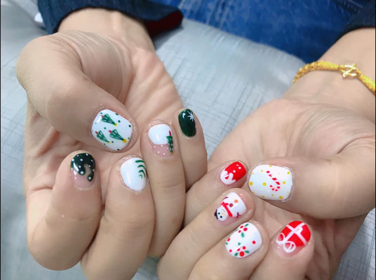 Matte top gel nail design Chiang Mai salon